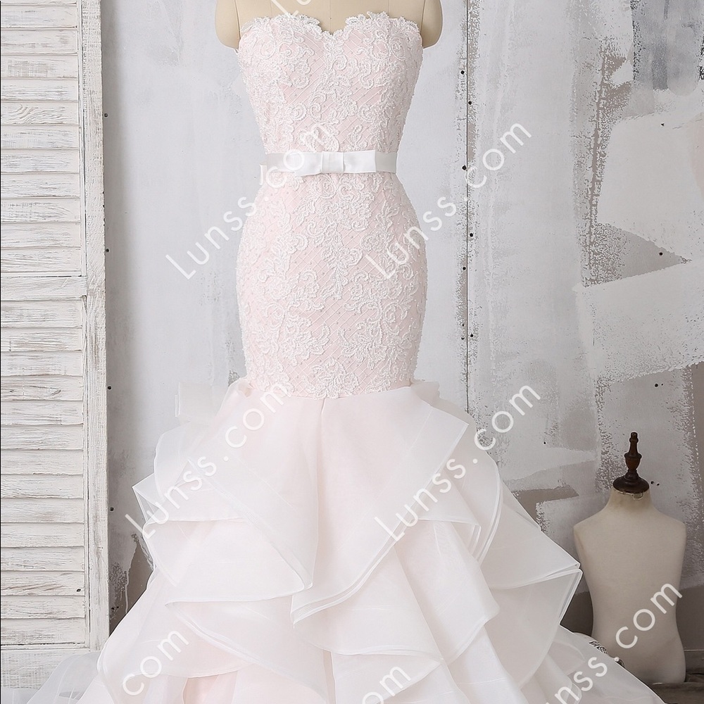 Baby pink wedding, formal mermaid cut dress size 8